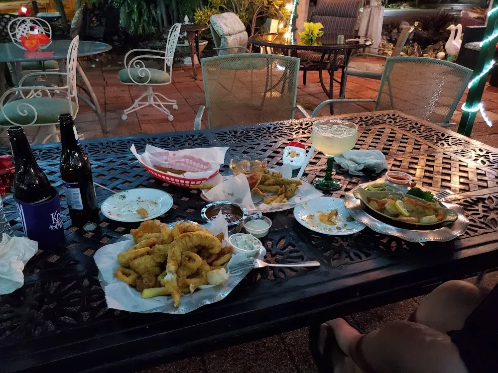 Fried Shrimp Calamari Vegetables Margarita and Beer